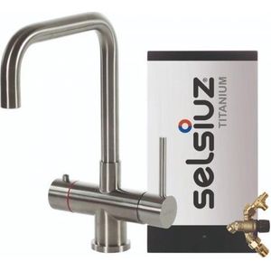 Selsiuz Inox kokend water kraan met titanium combi extra boiler en U-uitloopkraan inox