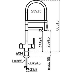 Selsiuz Inox XL kokend water kraan met titanium single boiler gold