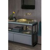 Qisani Vanity wastafel 47x32x8 Gold / Goud, incl. vaste plug 181325