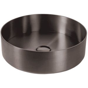 Qisani Vanity wastafel rond 40x11,5 Gun Metal, incl. vaste plug 181320