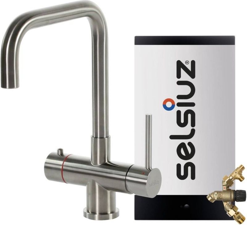 Selsiuz Haaks RVS (Inox) 350243 met Combi (Extra) boiler kokend water kraan