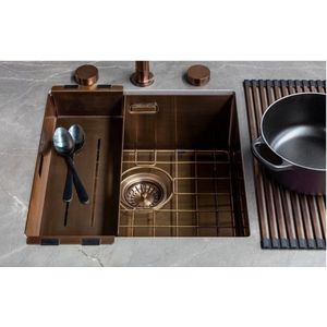 Lanesto 311613cp Enkel spoelbak Lanesto Urban 400 x 400 Copper (613/643) Inleg