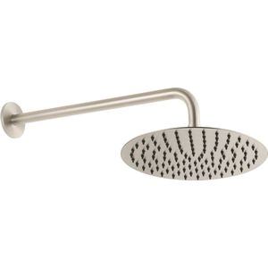 Hoofddouche Qisani Flow met wanddouchearm Ø 25 cm Geborsteld RVS