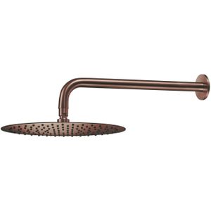Hoofddouche qisani flow met wanddouchearm ø 25 cm geborsteld copper