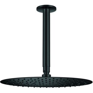 Qisani Flow hoofddouche 25 cm met plafonddouchearm Zwart Gecoat