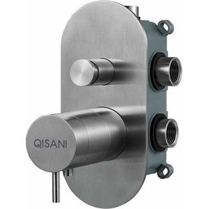 Inbouwkraan qisani flow thermostatisch 2-weg ovaal geborsteld rvs