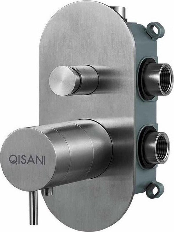 Inbouwkraan qisani flow thermostatisch 2-weg ovaal geborsteld rvs