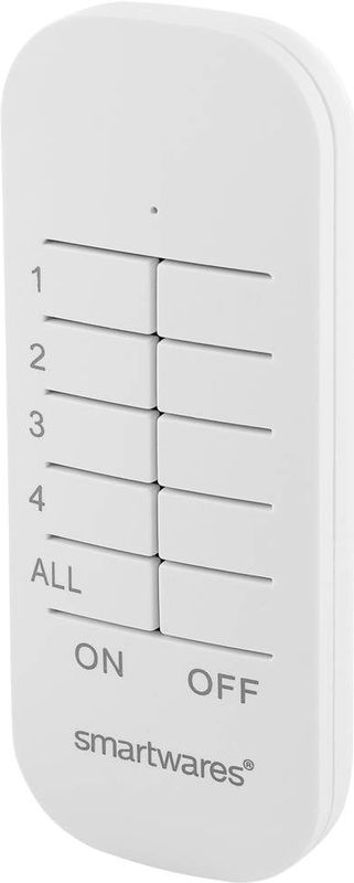 Mini Afstandsbediening met 4 Kanalen - Bereik tot 30 Meter - Plug & Connect - Smartwares - SH4-90152, Wit