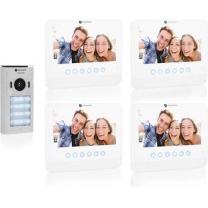 Smartwares DIC-22242 Deurbel - Intercom en Camera - 4 Schermen - HD Camera - Nachtzicht - 7"""" Scherm - 100m Bereik - Uitbreidbaar