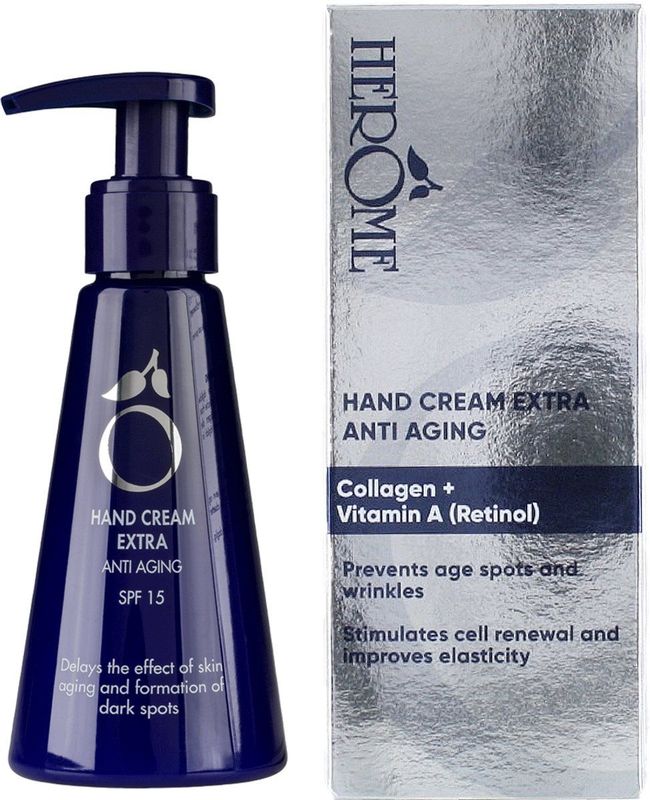 Herome Handcreme Extra Anti Aging Handverzorging - tegen Droge Handen - met SPF15 - 120ml