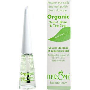 Herome Organic & Pure 2-in-1 Base & Top Coat - Helpt Tegen Verkleurde Nagels - Verzorgend en Beschermend - 10ml