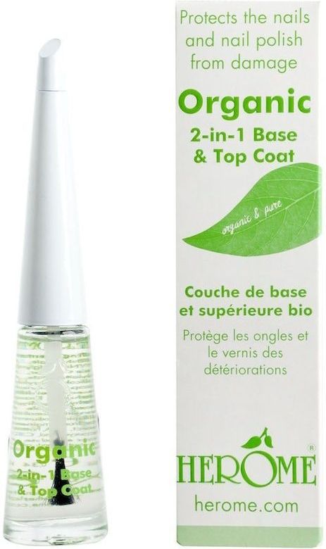 Herome Organic & Pure 2-in-1 Base & Top Coat - Helpt Tegen Verkleurde Nagels - Verzorgend en Beschermend - 10ml