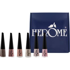 Herome Take Away Nail Colours Collectie Nudes Edition - Set van 6 kleuren - Nagellak set - Verzorgende ingrediënten - Handig reisformaat - Voor alle nageltypes - 6 x 4ml