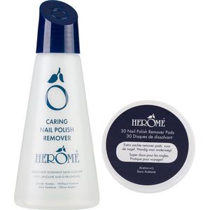 Herome Caring Nail Polish Remover Duo Nagellak Remover Zonder Aceton - 1x Nagellak Remover & 1x Remover Pads 30