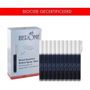 Herome Direct Desinfect Desinfectiespray Spray Pocketspray Parfumvrij - 80% Alcohol - Voor Desinfectie van Oppervlakken en Handen - 10 * 10ml.