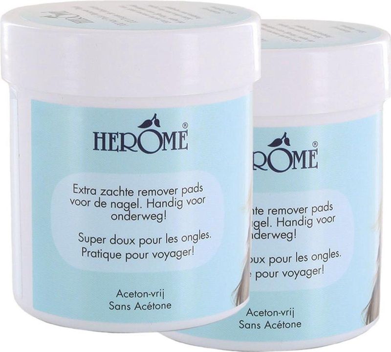 Herome 2-Pack Nagellakremover Pads - Nagellakverwijderaar - Mild en Verzorgend - Acetonvrij - 2x100 Pads
