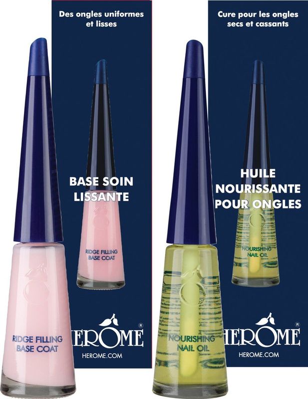 Herome Voedende Nagelriemolie & Ridge Filling Base Coat - Nagelverstevigende Nagelverzorging - 2x10ml