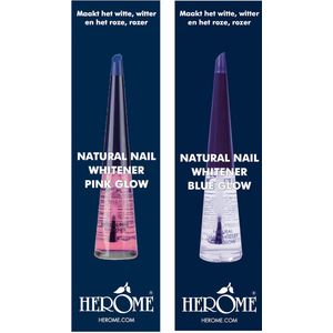 Herome Combi-Pack Natural Nail Whitener Pink Glow + Natural Nail Whitener Blue Glow - 2*10ml.