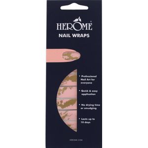 Herome Nail Wraps Pink & Gold Marble - Nagelstickers - Nail Art - Zonder Droogtijd - 2x10 stickers