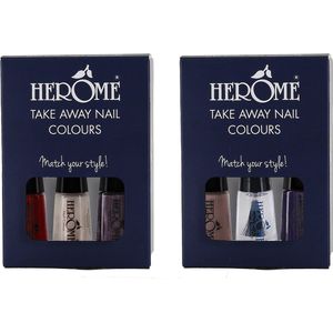Herome Take Away Nail Colours Bold Beginnings Collection - 5 kleuren + Base Coat - 6 * 4ml.