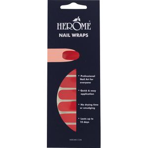 Herome Nail Wraps Red - Nagelstickers - Nail Art - Zonder Droogtijd - 2x10 stickers - Cadeau - Nail art stickers - Nagellak stickers