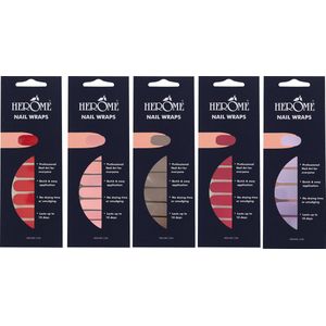 Herome Nail Wraps 5-Pack: Starterpack Fab Five- 5 x 20 stickers - Incl. Top Coat 4ml.