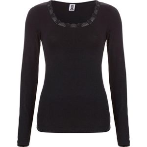 Ten Cate dames thermo shirt Lange mouw Kanten Thermo ondergoed dames Viloft Diepe hals Zwart