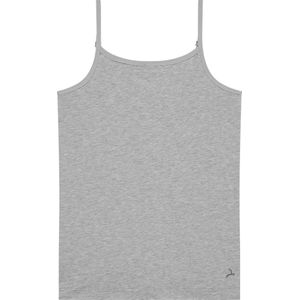 Ten Cate Basics organic cotton stretch spaghetti top grey melange voor Meisjes | Maat 134/140