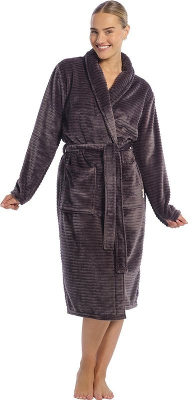 Ten Cate badjas Basics dark grey stripe - S