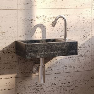 Fonteinset compleet | hardsteen | hiroko 40x23x11 cm | rechts | chroom