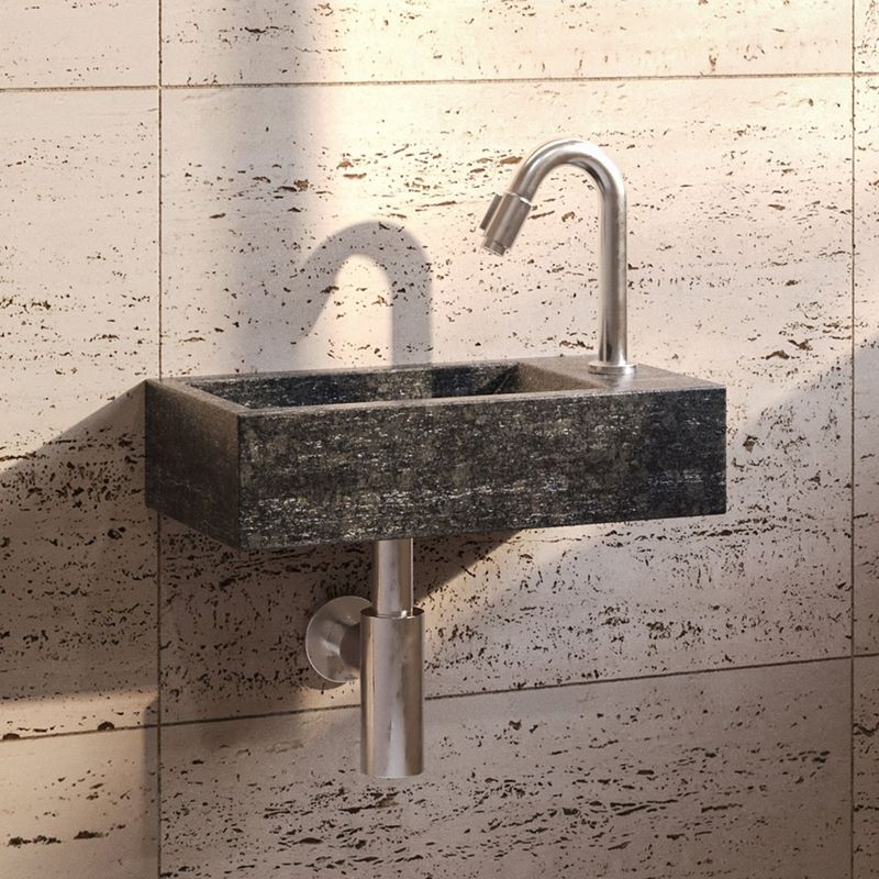 Fonteinset compleet | hardsteen | hiroko 40x23x11 cm | rechts | chroom