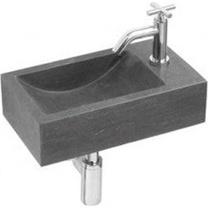 Fonteinset Werner L'aqua Natuursteen met Zilveren kraan en sifon
