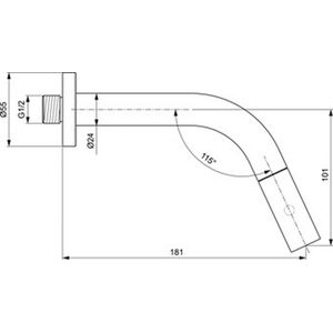 Ideal Standard IdealStream toiletkraan wandmodel met uitloop 18cm chroom