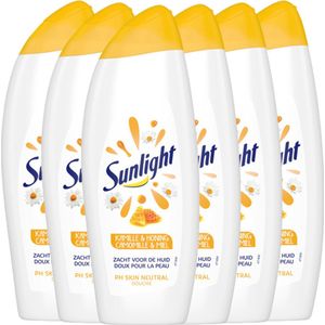 Sunlight Zeep - Douchegel - Kamille & Honing - Hydraterend- Zacht voor de huid - 6 x 500 ml - Voordeelverpakking