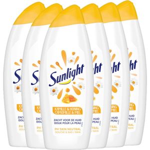 Sunlight - Zeep - Douchegel & Badschuim - Kamille & Honing - Hydraterend - Zacht voor de huid - 6 x 750 ml - Voordeelverpakking