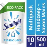 Sunlight Handzeep Classic Care – Vloeibare Zeep - Classic Refill Pomp – Eco Voordeelverpakking 10 x 500 ml
