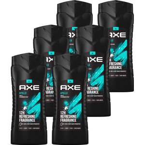 Axe - 3-in-1 Douchegel, Facewash & Shampoo Mannen - Apollo - 6 x 400 ml - XL - Voordeelverpakking