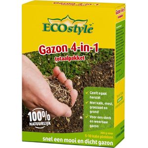 ECOstyle Gazon 4 in 1 Totaalpakket met Graszaad, Mest en Kalk – Herstelt snel kale plekken – Voor Gras Herstel – Voor 5 tot 10 kale plekken – 300 GR