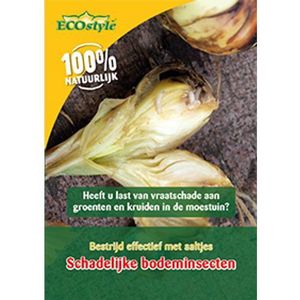 ECOstyle 10 mln Aaltjes FC tegen Larven Fruitmot - Bestrijdingsmiddel - Natuurlijk & Biologisch - Tegen Vraatschade aan Buxus en Fruit - Vanaf 10 °C Omgevingstemperatuur - Werken 24 uur per Dag - 60 m2