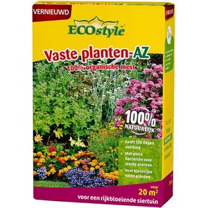 ECOstyle Vaste Planten-AZ Organische Plantenvoeding - Meststof voor 120 dagen - Kleurrijke Vaste Planten - Rijbloeiende Siertuin - Voor 20 M² - 1,6 KG