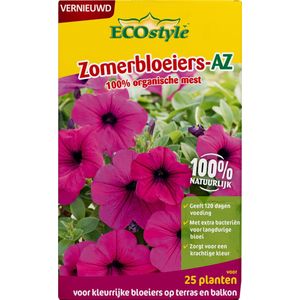 ECOstyle Zomerbloeiers-AZ Organische Tuinmest - voor Krachtige Kleur - Extra BacteriÃ«n voor Landurige Groei - 120 Dagen Voeding - voor 25 planten - 800 GR