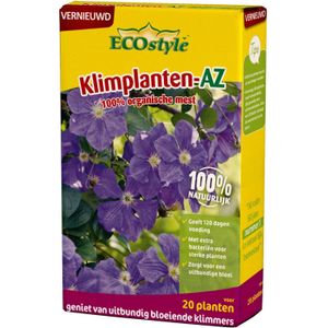 ECOstyle Klimplanten-AZ Organisch Tuinmest - Voor Rijke Bloei & Sterke Worstels - Zorgt voor Gezond Bodemleven - 120 Dagen Voeding - Unieke Mix van BacteriÃ«n - 800 GR