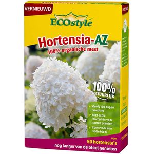 ECOstyle Hortensia-AZ Tuinmest - Organische Meststof - 120 Dagen Voeding - Volle Bloei - Versterkt Plant - Verrijkt bodem - Voor 50 Hortensia's - 1,6 KG