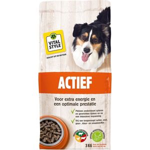 VITALstyle Hond Actief - Geperste Hondenbrokken - Extra Energie Voor Optimale Prestatie - Met o.a. Brandnetel & Meloen - 3 kg