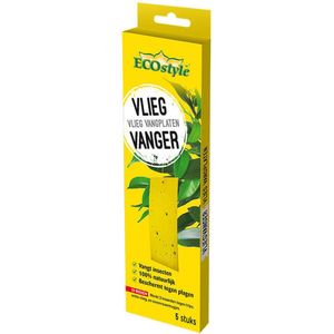 ECOstyle VliegVanger Vangt Insecten - Natuurlijk - Beschermt tegen Plagen - Werkt 3 maanden Tegen Trips, Witte Vlieg en Varenrouwmuggen - 5 Stuks
