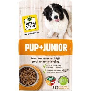 VITALstyle Pup+Junior - Puppy Brokken - Ondersteunt Een Geleidelijke Groei - Met o.a. Brandnetel & Peterselie - 8 kg