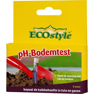 ECOstyle pH Bodemtest - Zuurtegraad meter voor Grond - Bepaal Kalk behoefte voor Tuin en Gazon - 8 Testen