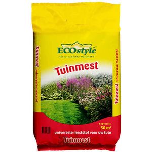 ECOstyle Tuinmest Organische Meststof - Border & Siertuin - Natuurlijke Meststof Gazon - 120 Dagen Voeding- 50 M² - 5 KG