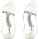 Difrax Papfles XL 310 ml Wide - S-fles - Anti-Colic - 9+ maanden - Wit - 2 stuks