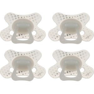 Difrax Natural Fopspeen 6+ Maanden - Glow in the dark - 4 Stuks, Siliconen Speen, Gemakkelijk te Accepteren